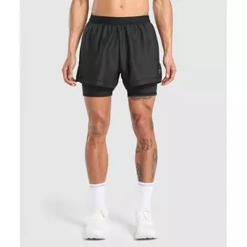 Gymshark RunnIng 2 в 1 шорты черные A6a8f Bb2j XS