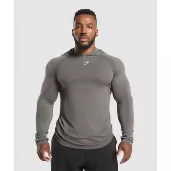 Gymshark Shadow бесшовная толстовка с капюшоном Meteor Grey A1b1w Gc4l XL