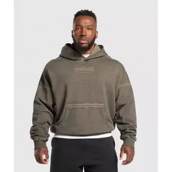 Gymshark Толстовка с капюшоном Heavyweight Strength Green Wash A6a7j Ec1p XS