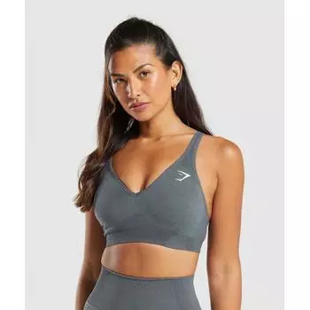 GYMSHARK Vital бесшовный спортивный бюстгальтер с V-образным вырезом, прочный серый меланж B3A4K GCSV XS