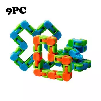 (H0826)9PC Красочная головоломка Сенсорные игрушки для снятия стресса вращаются и формируют 24 бита синий/оранжевый