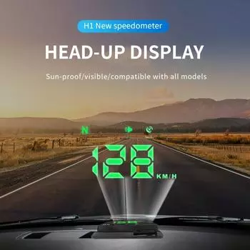H1 Автомобильный HUD-проектор на лобовое стекло, проекционный дисплей, цифровой спидометр, напоминание о превышении скорости, автоматический компас, навигация для всех автомобилей чёрный