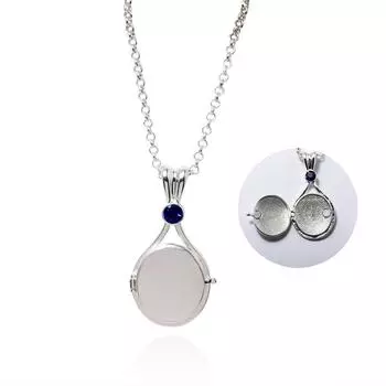 H2o In Footprints The Sand Simulated Diamond Gemstone Oval Pendant Necklace StyleA