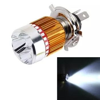 H4 9W 900 LM 6000K Static + Strobe Light Мотоциклетная фара с 3 COB-лампами белого света и светодиодными лампами красного, розового и синего света, DC 12V