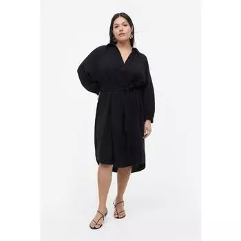 H&M платье с поясом черное 1139035004