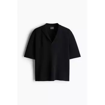 Рубашка поло HM Regular Fit с V-образным вырезом, черная XS