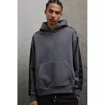 Толстовка с капюшоном HM Side Stripe Loose Fit Dark Grey XS
