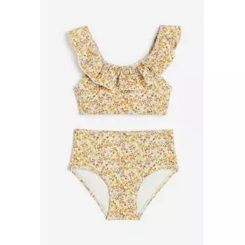 H&M текстурное бикини с воланами белый/цветочный