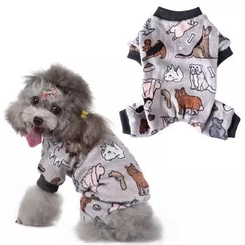 HACRAHO Pet 1 шт. Одежда для домашних животных, пижама для собак, мягкая хлопковая одежда для домашних животных, серая пижама с ножками, футболка (4) Одежда,