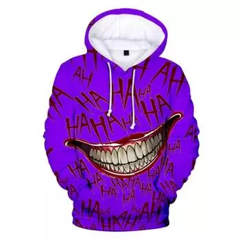 Haha Joker 3D Толстовка с принтом, толстовки для мужчин/женщин, забавная осенняя уличная одежда в стиле хип-хоп, толстовка с 3D джокером, толстовка для пар, одежда S