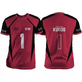 Haikyuu Nekoma Red Cartoon Anime Cosplay Мужская футболка Летняя детская унисекс футболка с коротким рукавом Топы Быстросохнущая модная женская футболка S