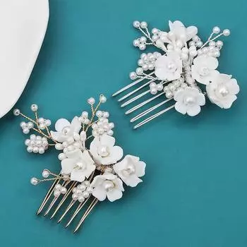 Hair Comb Exquisite Bridal Handmade Jewelry Ceramic Flowers Super Immortal Wedding Shoot Wedding Bride Accessories Hair Comb Headgear серебряный