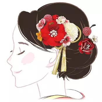 набор украшений для волос Furisode церемония Красный цветок креп 3 предмета взросление kk-056 красный