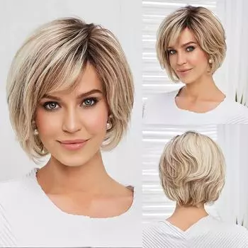 HAIRCUBE Коричневый блондин Remy Парики из натуральных волос HD Прозрачный парик фронта шнурка Короткие многослойные волнистые кружевные фронтальные волосы с ручной завязкой для белых женщин