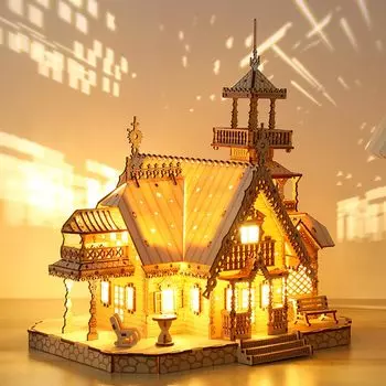 Hallisun 3D деревянная головоломка DIY ретро коттедж вилла дом со светодиодной подсветкой модель сборочный комплект 3D головоломка головоломка хобби игра игрушка для взрослых DIY
