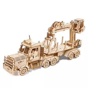 Hallisun 3D деревянная головоломка грузовик кран 3D головоломка движущаяся деревянная машина механическая поделка ремесло DIY механический взрослый день рождения сборочный комплект 3D головоломка игрушка бежевый