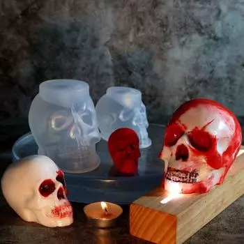 Хэллоуин 3D Череп Смола Форма DIY Ремесло Эпоксидная Глина Свеча Воск Смола Литье Силиконовые Шрам Череп Украшения Силиконовые Формы S