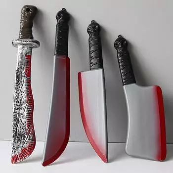 Хэллоуин Кровавый нож DIY Украшение для вечеринки Острый пластиковый игрушечный имитационный кухонный нож Хитрый реквизит Изогнутый нож Реквизит для Хэллоуина