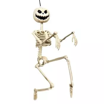 Хэллоуин Poseable человеческий скелет в натуральную величину Реквизит партии Декор One Size белый