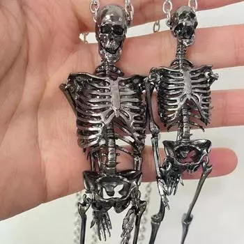Хэллоуин Скелет Ожерелье Подвижные Суставы Готический Винтаж Металлический Скелет Висячие Украшения Цепи Кулон Мужчины Женщины Пара Ожерелье S