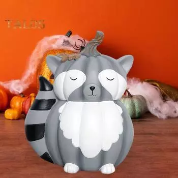 Хэллоуин тыква животное фигурка мультфильм лиса енот сова смоляная статуя скульптура для дома и улицы настольное украшение орнамент Raccoon