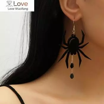 Хэллоуин женские серьги смешной мультфильм черный паук черно-белый призрак череп рука кулон серьги дамы косплей ювелирные изделия