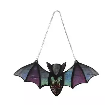 Halloween Bat Window Hanging Suncatcher Reflective Effect Colorful Stained Bat Window Ornaments