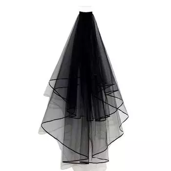 Halloween Black Veil Bridal Lace Tulle Veil Theme Party Performance Headdress Carnival Cosplay Hair Accessories чёрный