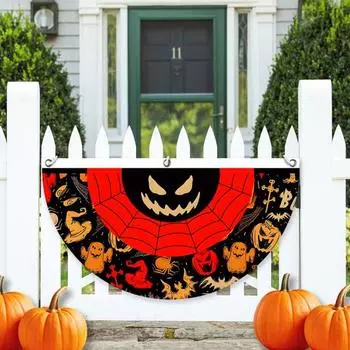 Halloween Bunting Flag Outdoor Hanging Fan Flag Decor Halloween Skull Ghost Pumpkin Bunting C