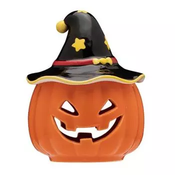 Halloween Ceramic Pumpkin Tea Light Holder Tabletop Spooky Pumpkin Sculptures Candle Holder for Home Holiday Party Decoration