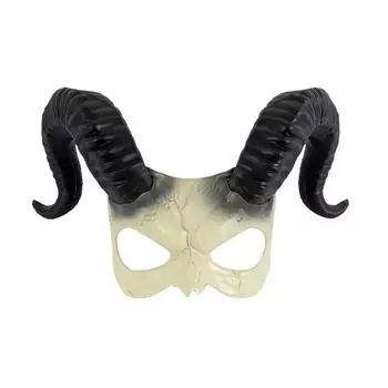 Halloween DIY White/ Devil Horn Half Face Mask Festival Role Costume Masquerade Performance Props One Size