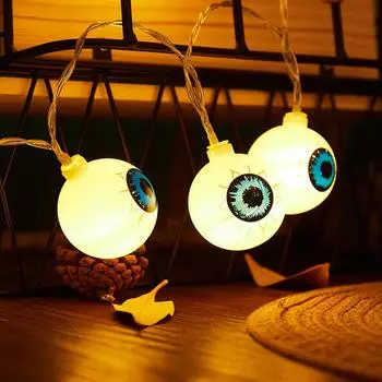 Halloween Eyeball Led String Lights Indoor Atmosphere Christmas Decoration Girl Room Battery Lights Outdoor Waterproof Outdoor USB&1.5m 10 bulbs теплый белый