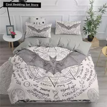 Halloween Flying Vampire Bedding Set Bat Duvet Cover Witchcraft Magic Comforter Cover Full Twin King Queen Polyester Quilt Cover EU single(135x200cm)