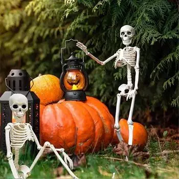 Halloween Human Shape Full Body Skeleton with Movable Joints, Human Shape Bones for Indoor Outdoor Halloween Horror Decorations