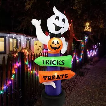 Halloween Inflatable Road Sign (European/British/American/Australian) Inflatable Elfin Outdoor Garden Decoration Festival Party Scene Glowing A