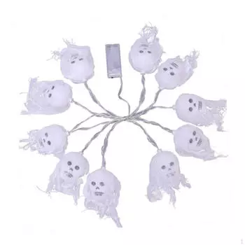 Halloween Lights String Evil Head Light Home Holiday Skeleton Decorative for Kitchen Festive Gate Warm Lights