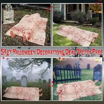 Halloween Prop Lying Corpse Decoration Corpse Prop Outdoor Horror Death Victim Decoration Haunted House Lying Terrifying Corpse