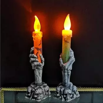 Halloween Skeletons Ghost Candles Light Pumpkin Halloween Party Happy Horror Prop Home Decor Gift LED Electron Candle Lights оранжевый