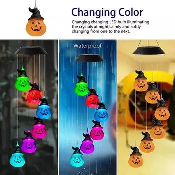 Halloween Skull and Pumpkin String Light Terrifying Atmosphere Decorative Pendant Lamp Outdoor Courtyard Solar LED String Lights