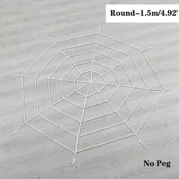 Halloween Spider Horrible Web Giant Stretchy Cobweb Party Decoration Stretchable White Round-1.5m/4.92’