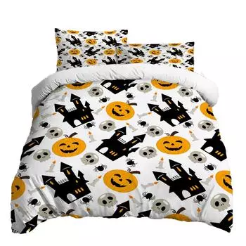 Halloween Three-piece Bedding Set Quilt Cover Pillowcase Brushed Fabric Thickened XS