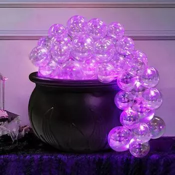 Halloween Witch Bubble Pot Set DIY Bubbling Cauldron Transparent Ball Glowing Spooky Ornaments With Stand Halloween Decorations