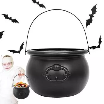 Halloween Witch Candy Pot Halloween Cauldron with Handle Design for Home Festival Cookie Candy Chocolate Jewelry Storage чёрный