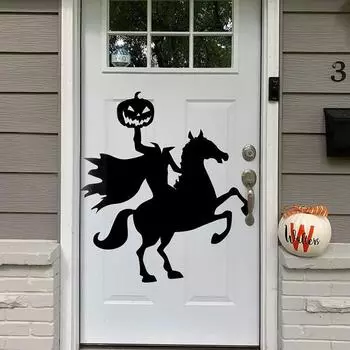 Halloween Witch Window Sticker Giant Ghost Shadow Halloween Party Decor Electrostatic Window Wall Stickers