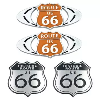 HAMILO Наклейка-эмблема Route 66, внешние детали автомобиля, американский повседневный вкус, набор из 4 сплавов
