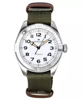 Hamilton Khaki Field Expedition текстильный ремешок белый циферблат автоматические часы H70315910 100M унисекс белый