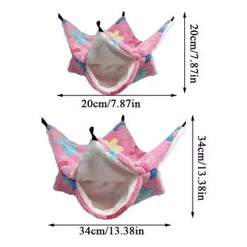 Hammock for Rats Double Thick Plush Winter Warm Bed for Hamster House Nest Sleeping Bag Hanging Tree Bed Guinea Pig Pet Supplies 20X20CM фиолетовый