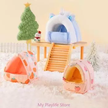 Hamster Hammock Winter Warm House Cotton Small Pet Cage Sleep Nest Bed for Guinea Pigs Hedgehogs Squirrels Cage Accessories S