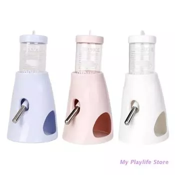 Hamster Water Bottle with Holder 80ML Automatic Dispenser with Stand for Small Pet Chinchilla Mouse Hedgehog Cage Accessories розовый