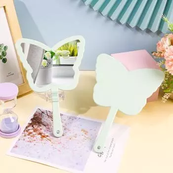 Hand-held Butterfly-shaped Makeup Mirror Butterfly-shaped Mini Butterfly Handle Mirror High-definition Plastic